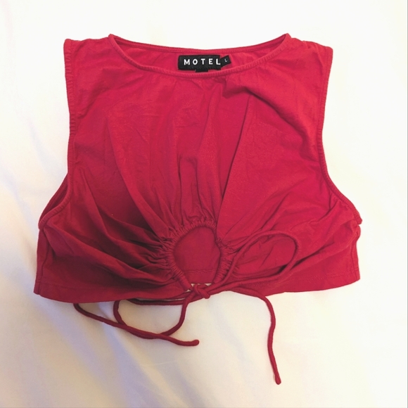 Motel Rocks Crop Top in Fuschia Pink, size Large - Picture 3 of 6